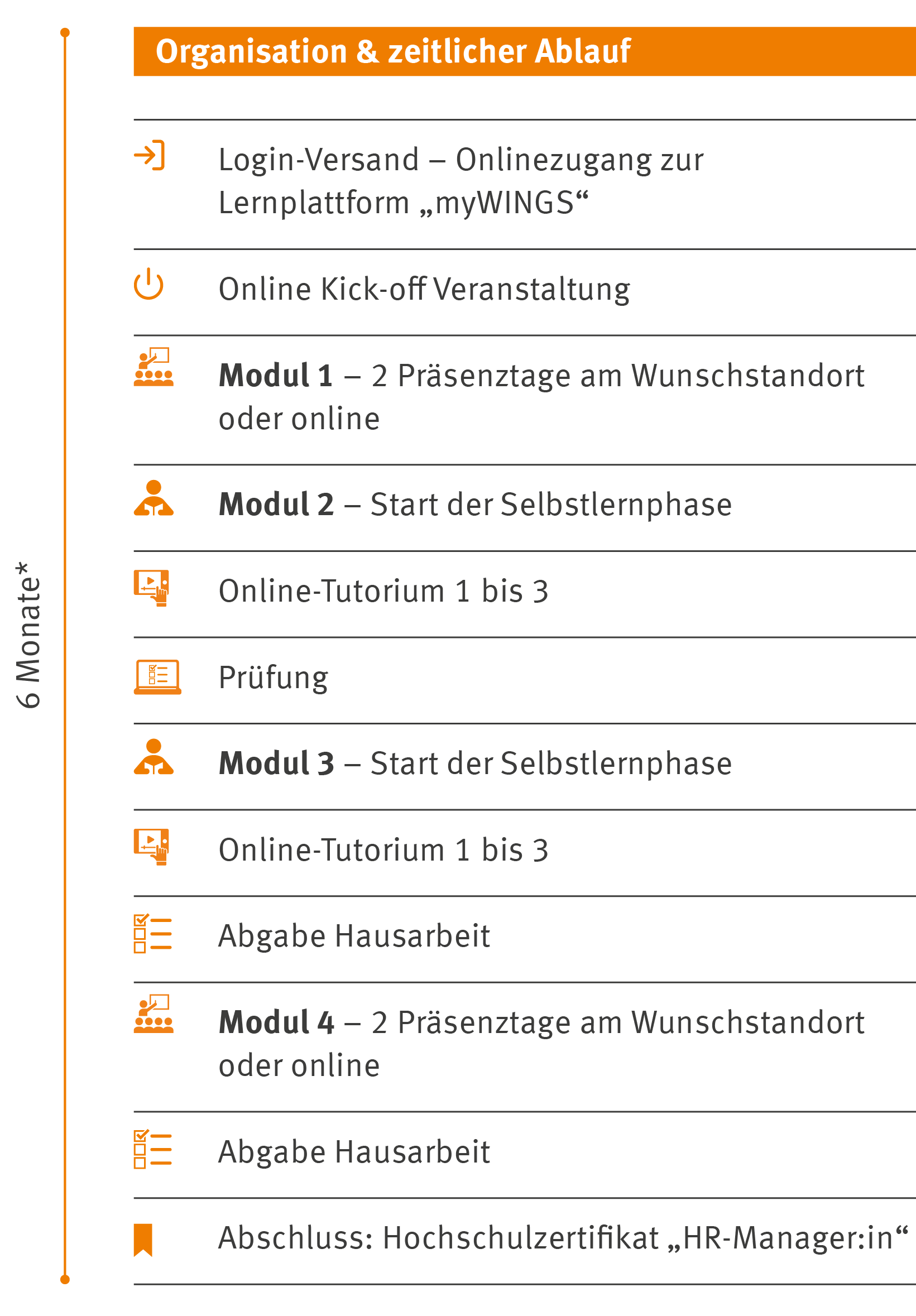 Organisation & zeitlicher Ablauf | WINGS-Fernstudium