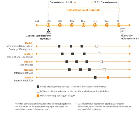 MBA International Logistics & Trade Zeitstrahl | WINGS-Fernstudium