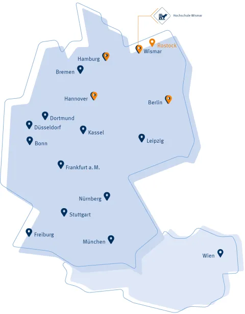 Master Integrative StadtLand-Entwicklung Standortkarte | WINGS-Fernstudium