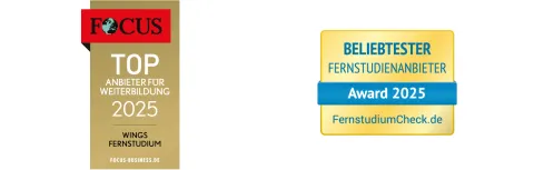 bewertungssiegel Focus und Fernstudiumcheck | WINGS-Fernstudium